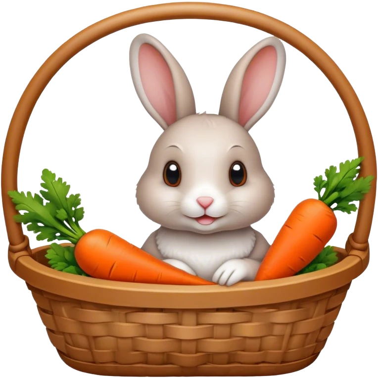 a rabbit in a basket holding a carrot, then add an orange outline surrounding the emoji similar to the DuckDuckGo logo emoji