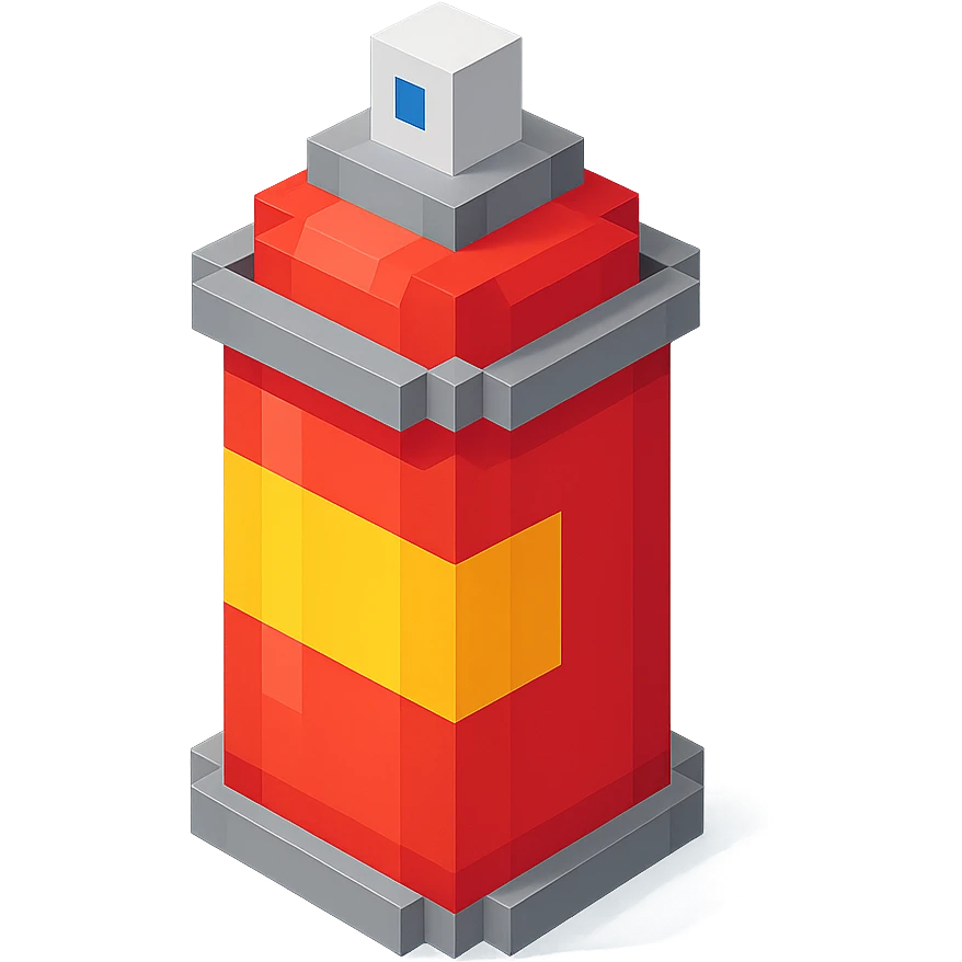 voxel style isometric spray paint can, red color emoji