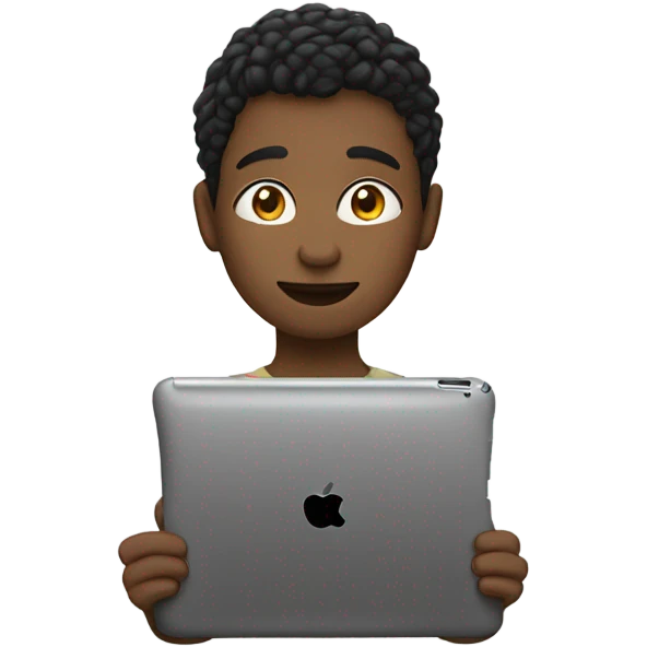 Yo sujetando un iPad  emoji