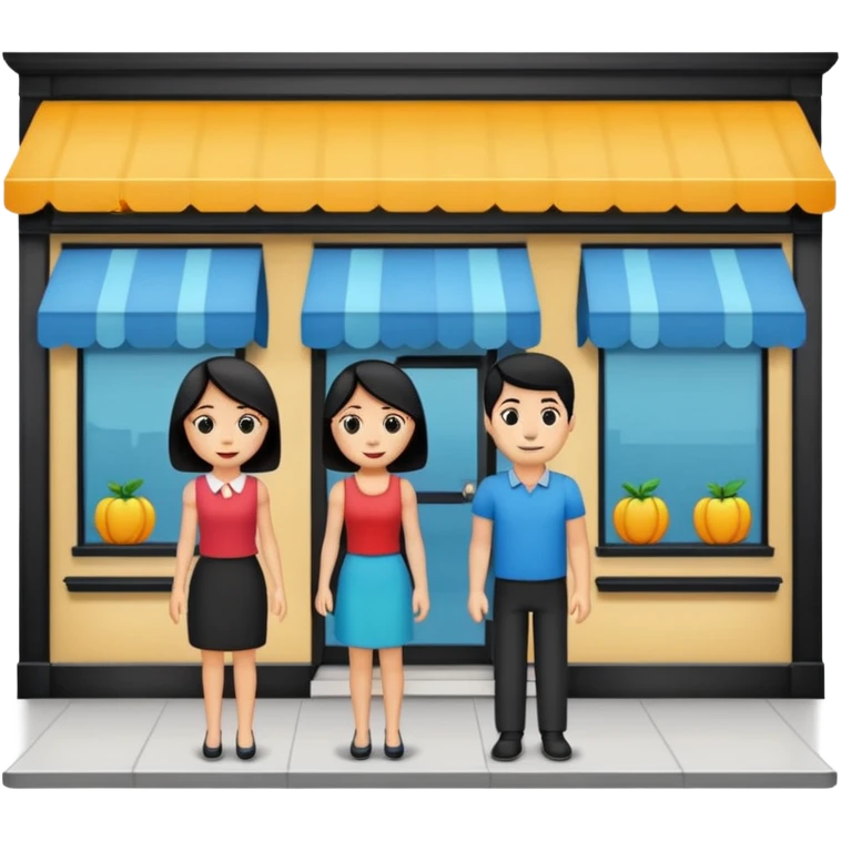  two characters + shop building. No emoji emoji