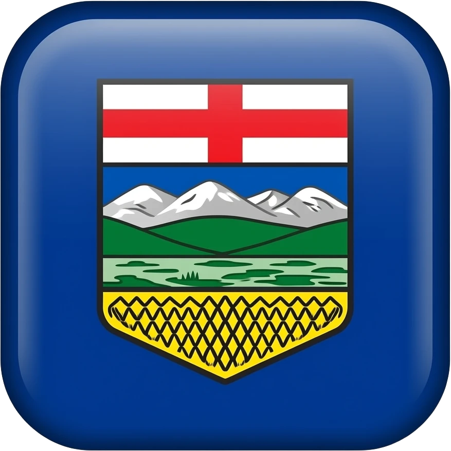 alberta flag with emblem in the middle and blue flag emoji