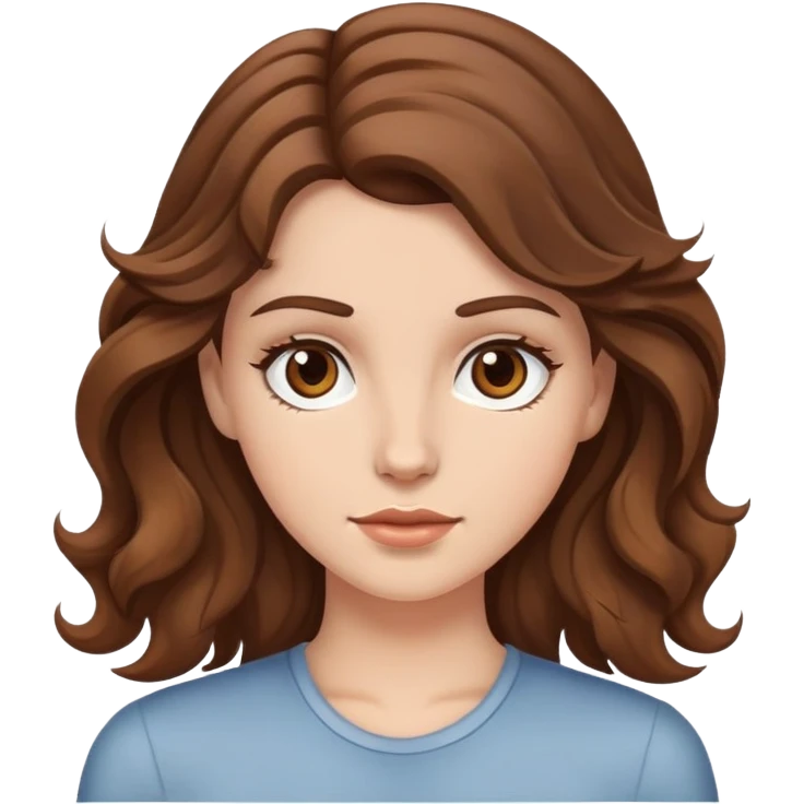 white girl with brown wavy hair and brown eyes emoji