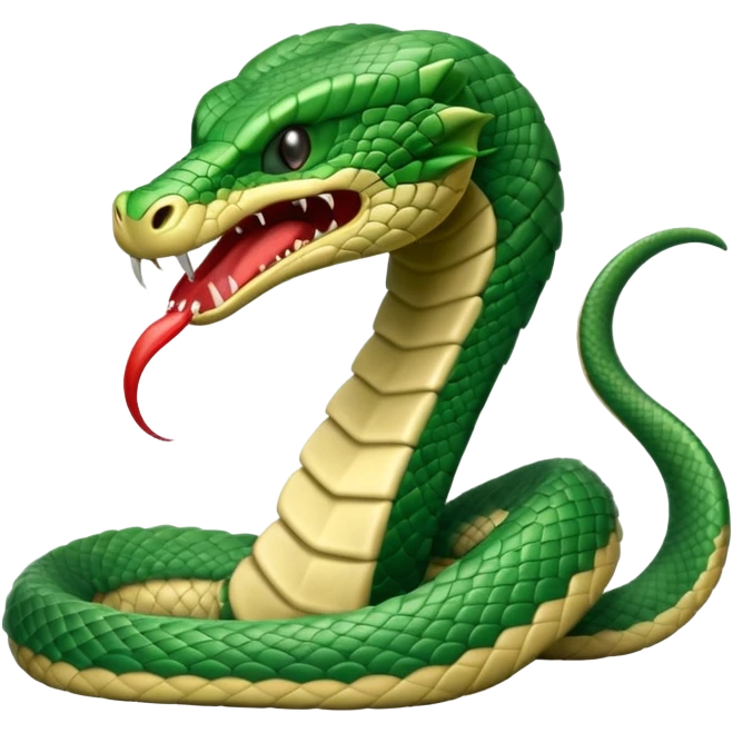 full body of angry cobra with fangs, front face  emoji