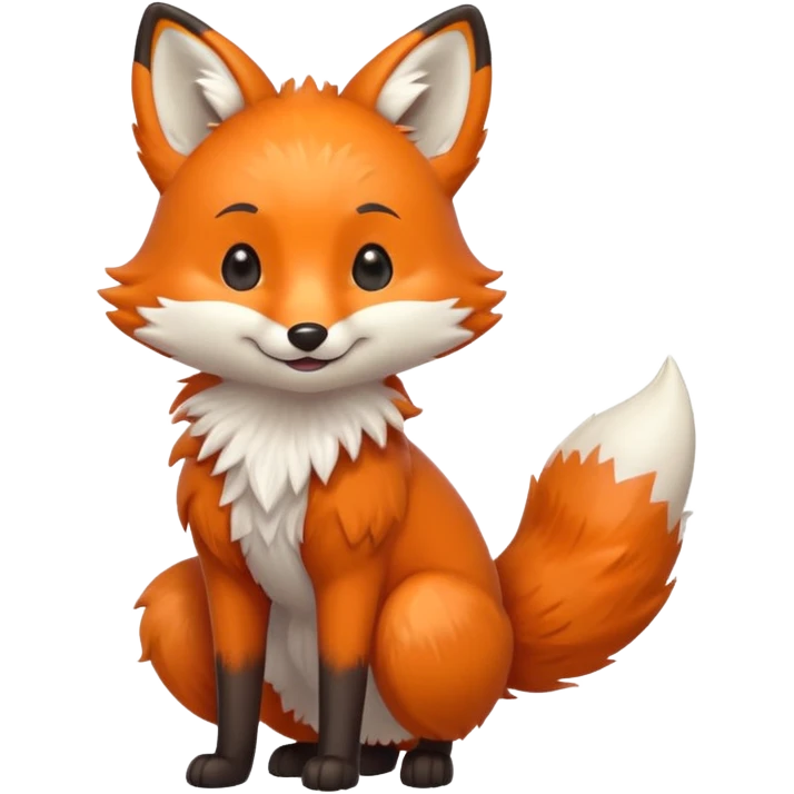 A cute fox emoji, full body, standing in side view. emoji