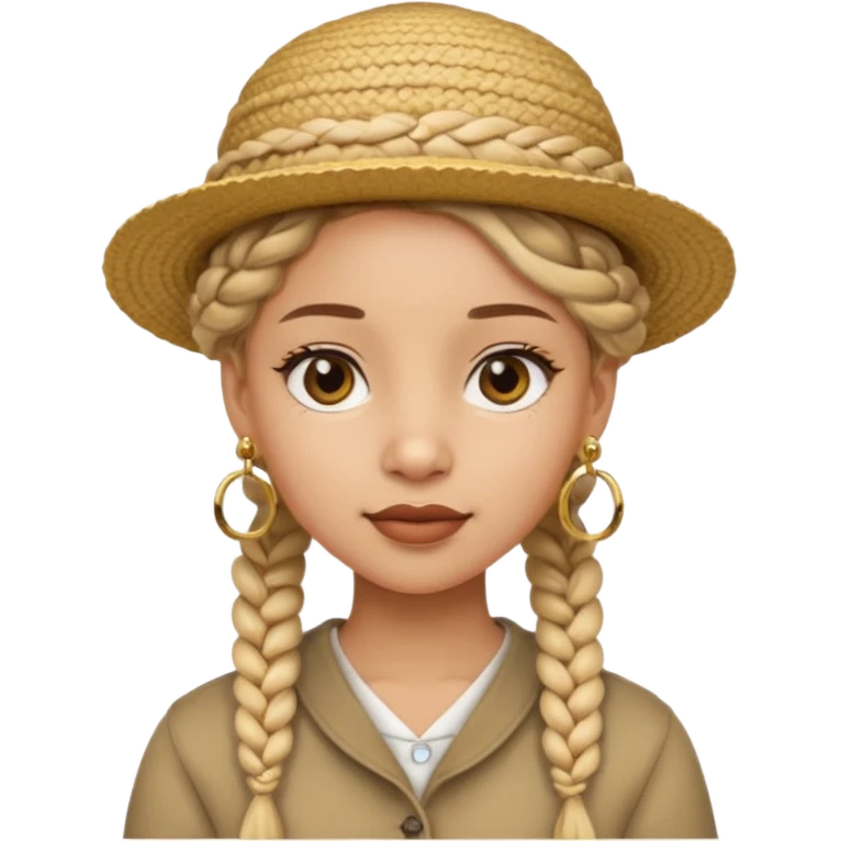 hat wearing earrings braided girl emoji