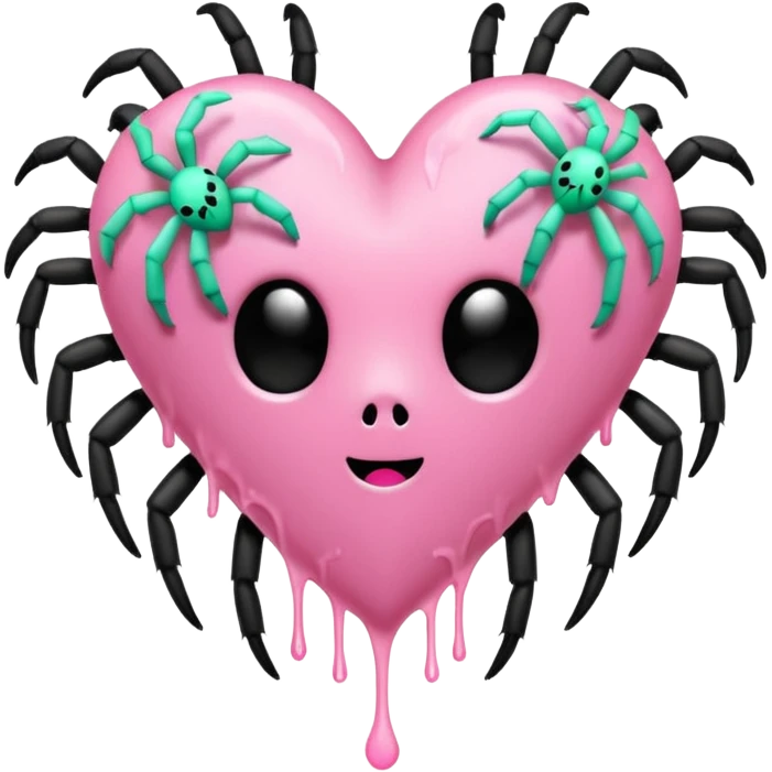 pastel goth heart with mint green spider emoji
