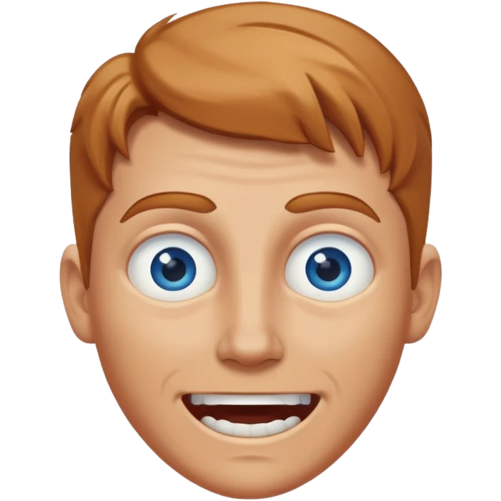 white man with caramel hair and blue eyes whos very scary but so so happy! emoji