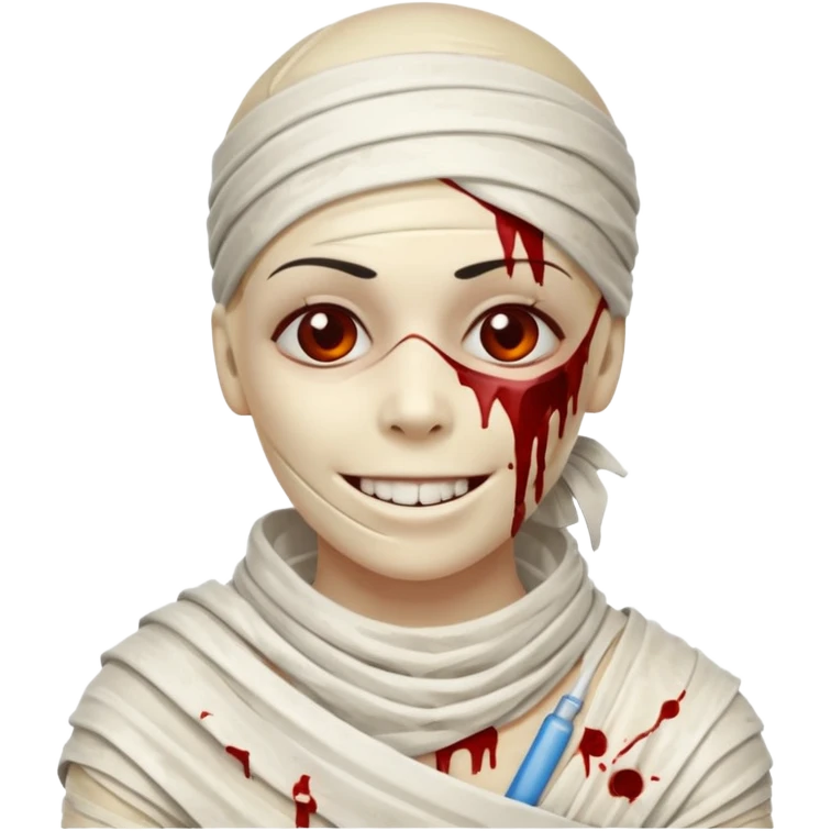 halloween mummy smiling and with blood stains emoji