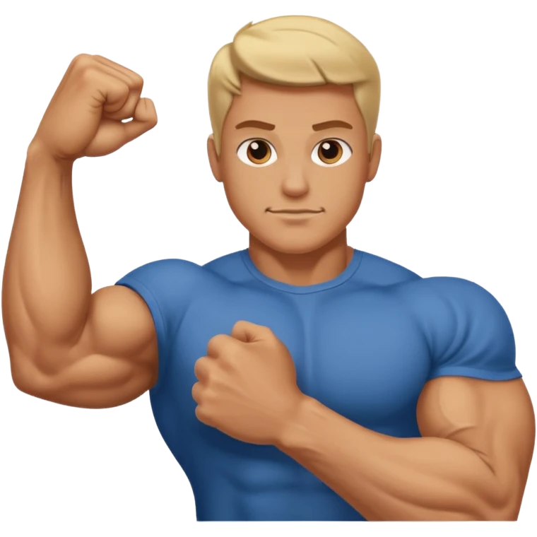 flexing bicep with arm curled emoji