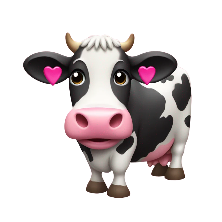 cow whit hearts pinks emoji