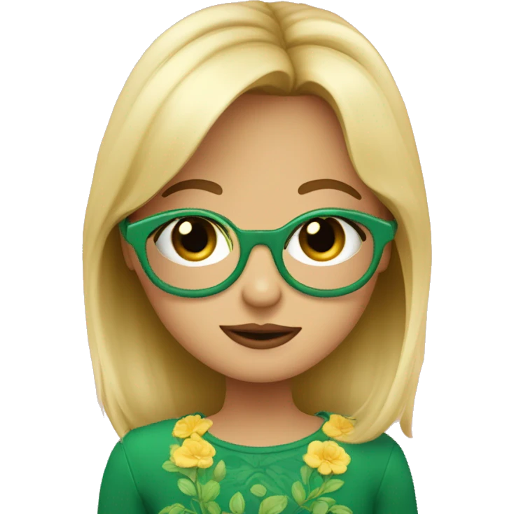 Niña rubia con gafas rosas y ojos verdes emoji