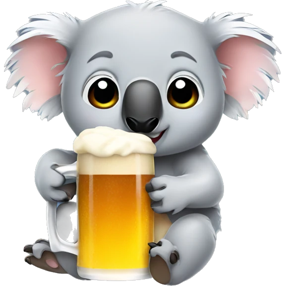 Koala with a beer emoji