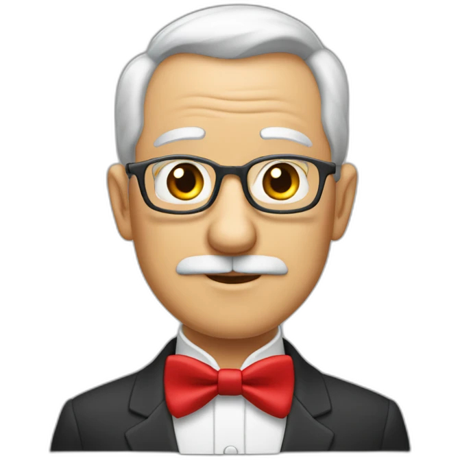 side-face-of-gray-haired-half-bald-grandpa-wearning-dinner-jacket-with-red-bow-tie emoji