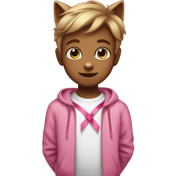Cat boy pink ribbon emoji