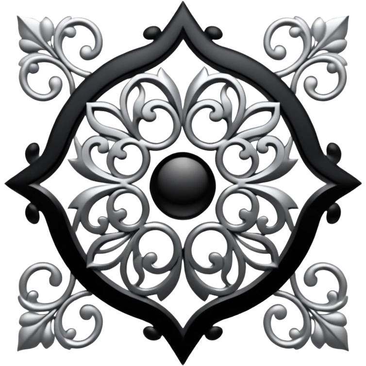 Black and silver filigree design, 3D, extremely detailed design emoji