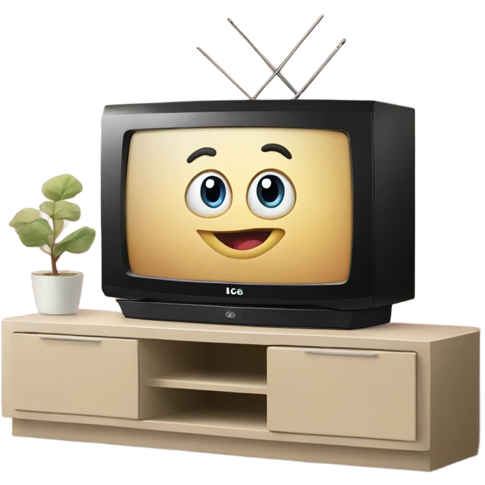 Lg tv on a beige tv stand emoji