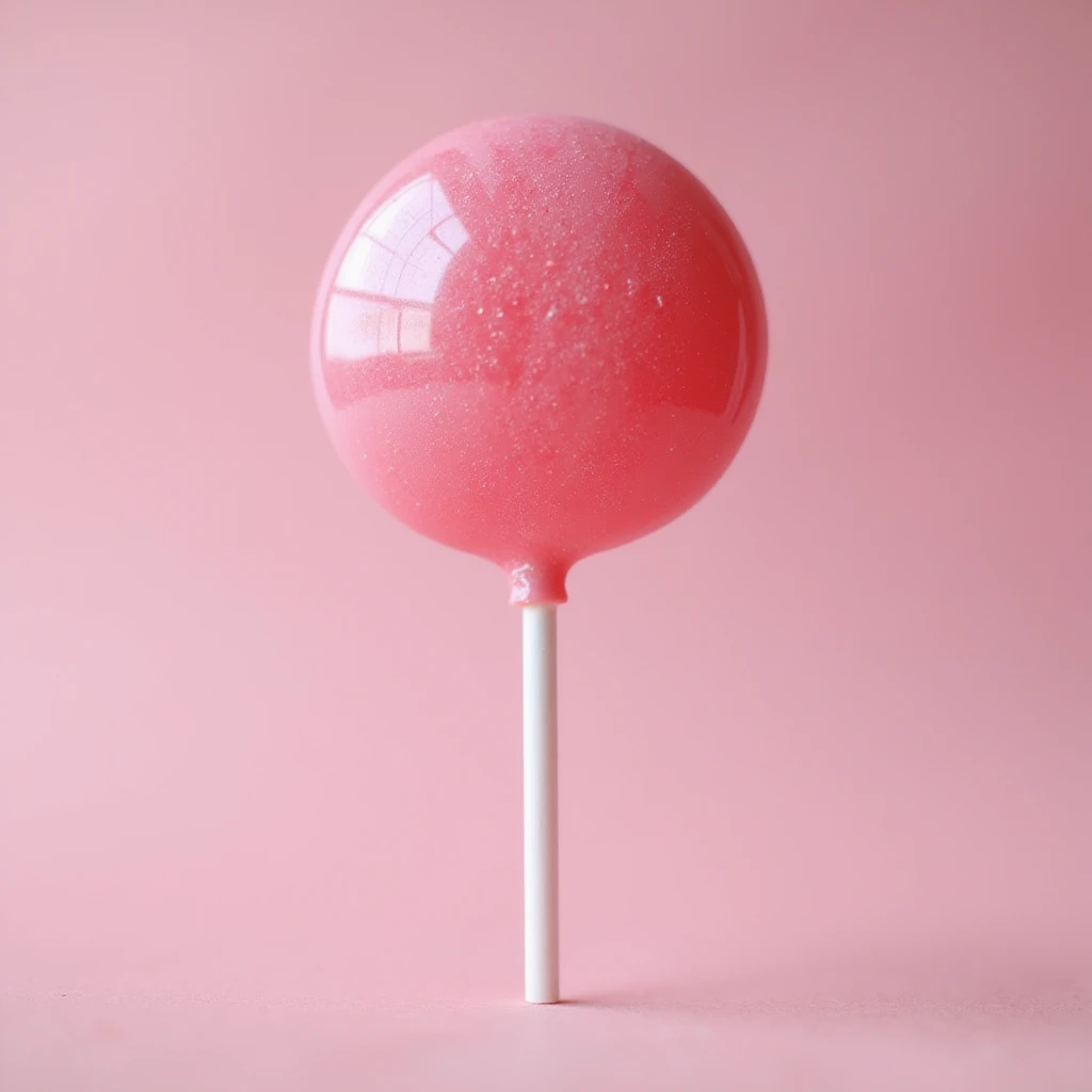 pink lollipop, photorealistic style, realistic lighting and texture, macro photography look, glossy candy realism emoji