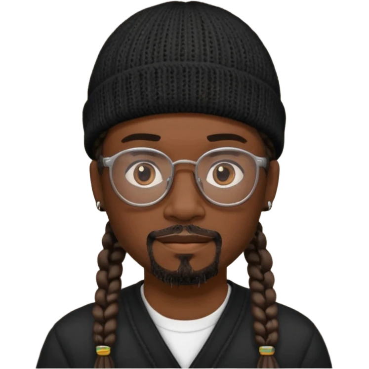 man with braids glasses beanie and goatee emoji