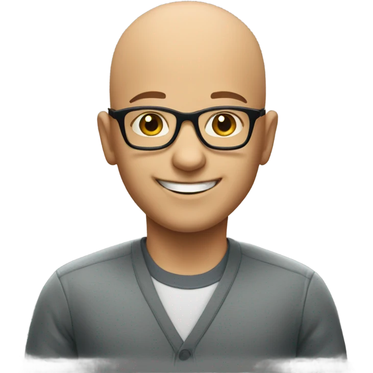 bald boy in glasses with a smile emoji