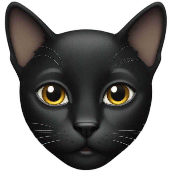 black cat with white stripe on nose and forehead emoji