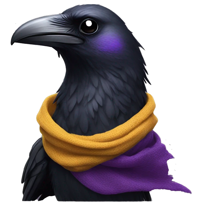 Realistic raven head with a rave claw scarf around the neck  emoji