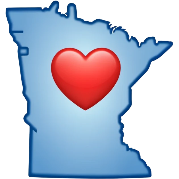The state of minnesota with a heart inside of it emoji