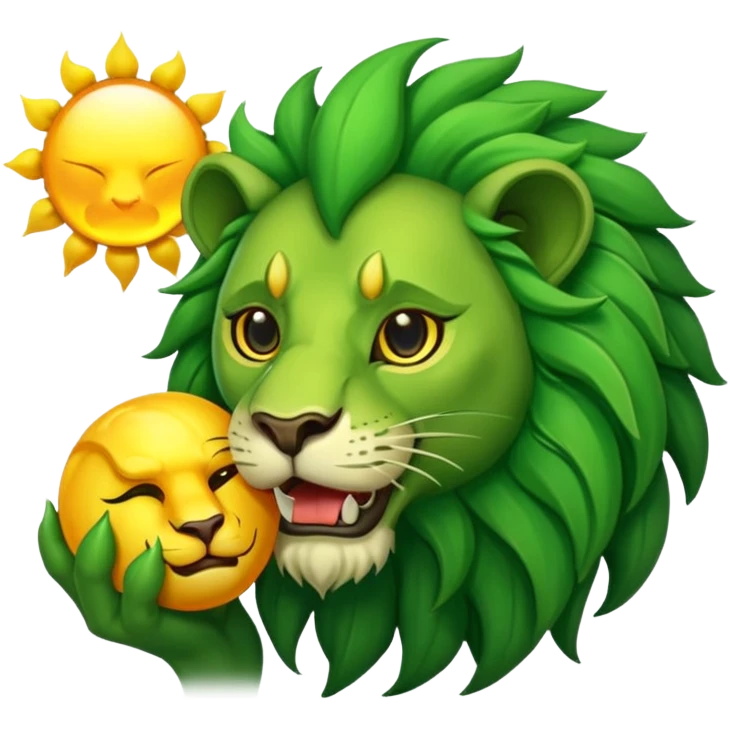 Alchemist style green lion devouring sun emoji