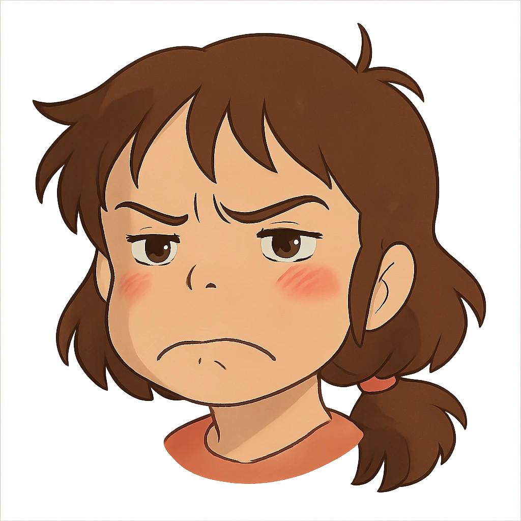 ghibli style expressive and soft frowny face emoji