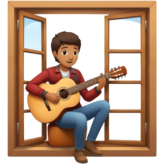 person serenading with guitar under a window emoji