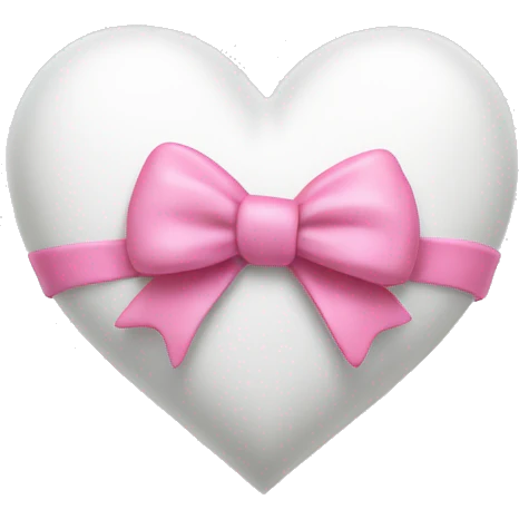 white heart with a pink bow on the corner emoji