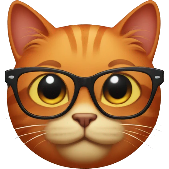 Red cat in black glasses winks emoji