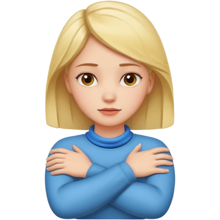 girl holding neck with arms crossed emoji