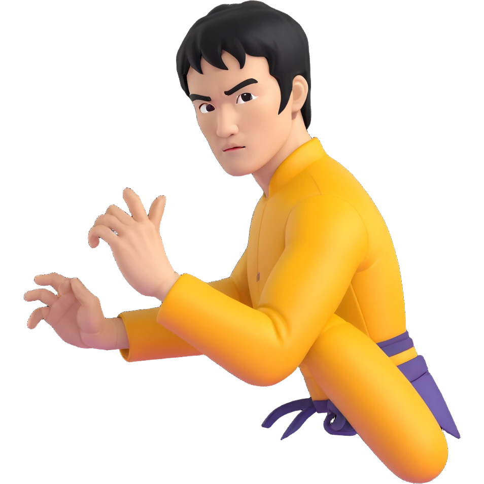 Bruce Lee with proper hand structure and detailed fingers in fighting pose emoji