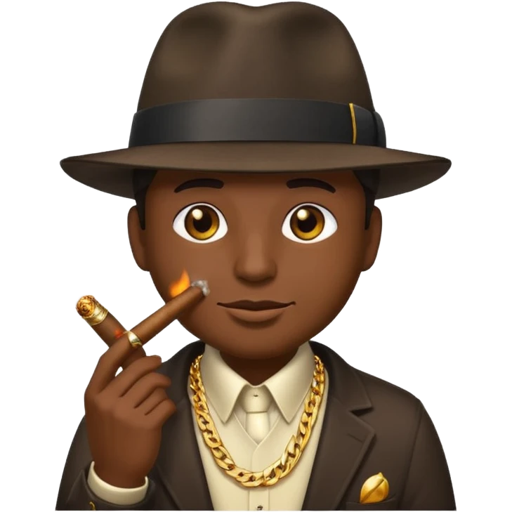 gangster emoji, holding a cigar, flashy style emoji