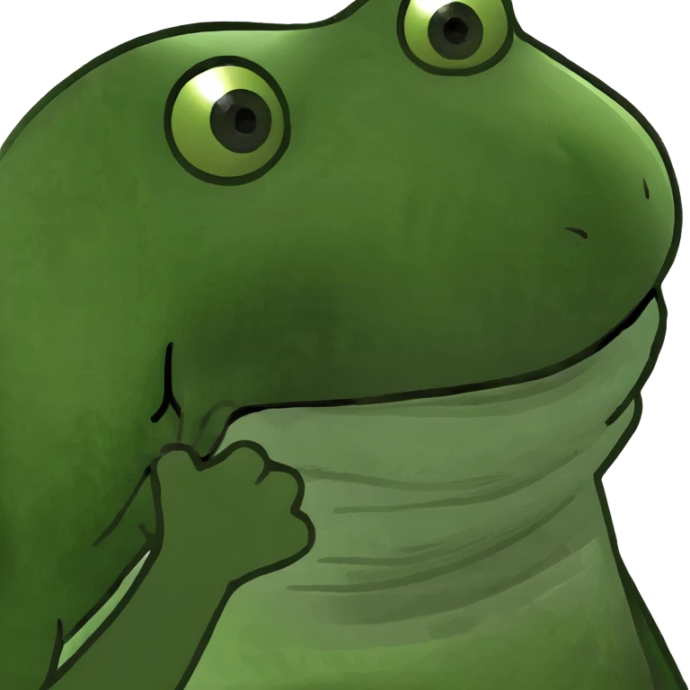 frog meme character sitting and smiling emoji
