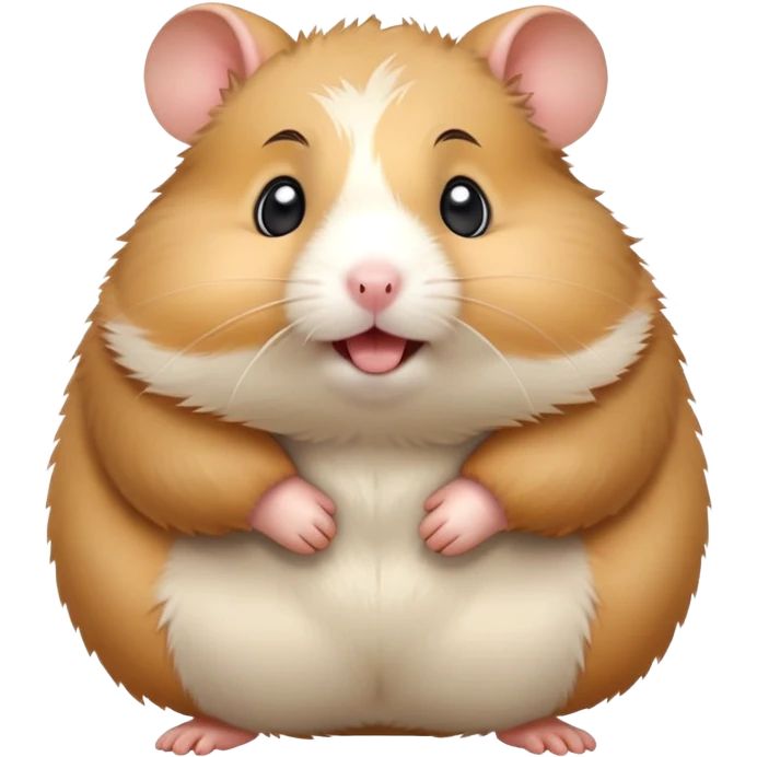 Hamster that is fat and waiting to get adopted he is exited emoji