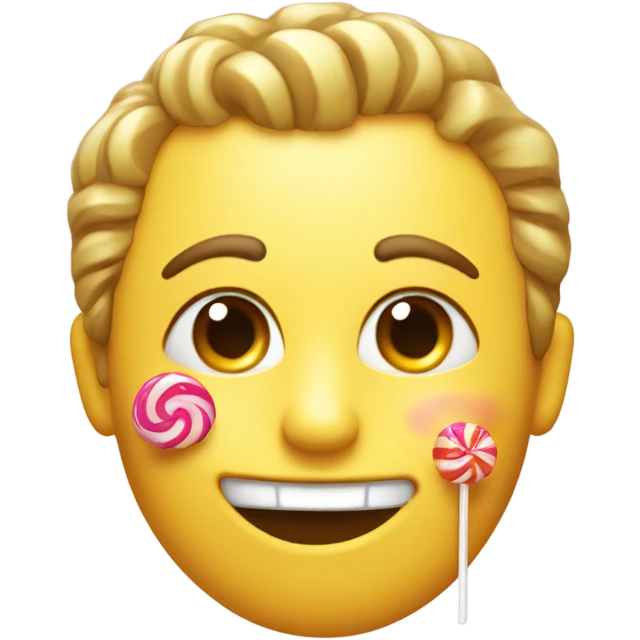 very satisfied face with lolipop in mouth emoji