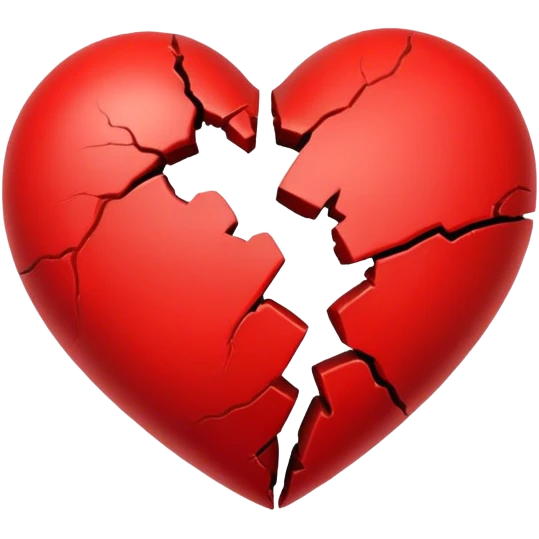 Red heart with a small crack in the middle symbolizes a broken heart emoji