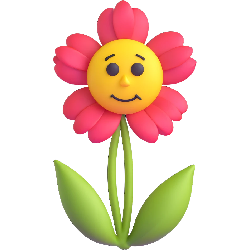 sad flower with a sad face emoji