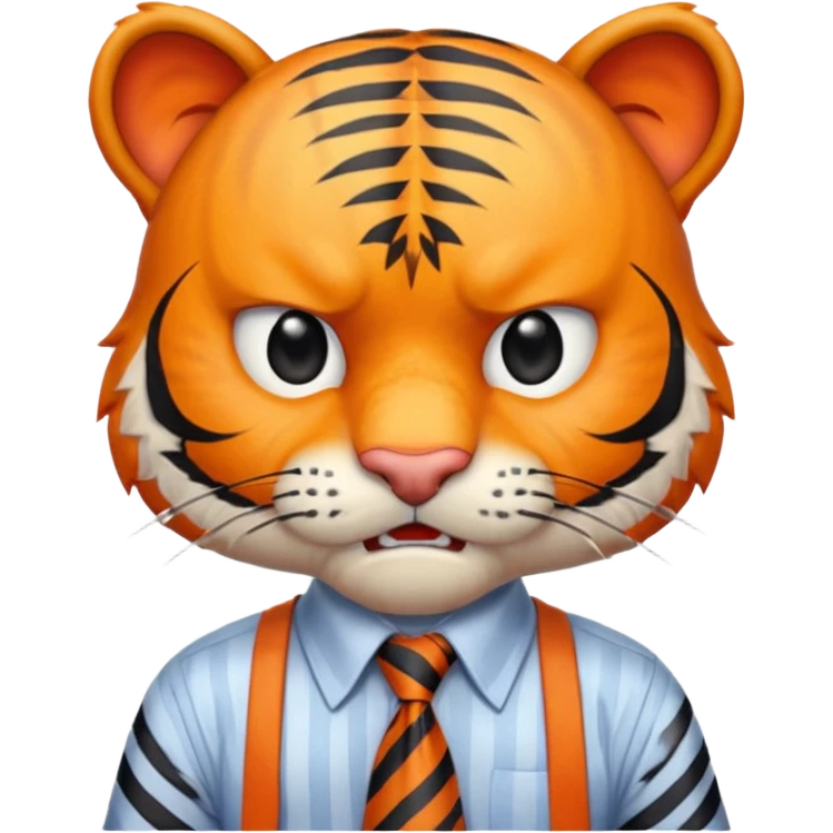 A tiger in office clothes, angrily stressed over a deadline., portrait emoji