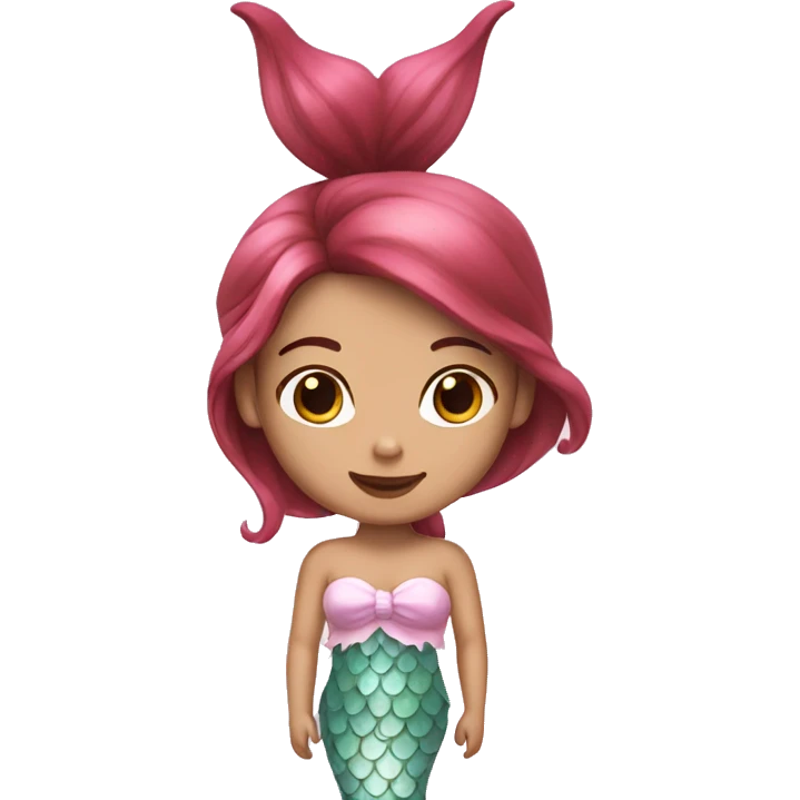 white mermaid with brown hair and pink tail emoji
