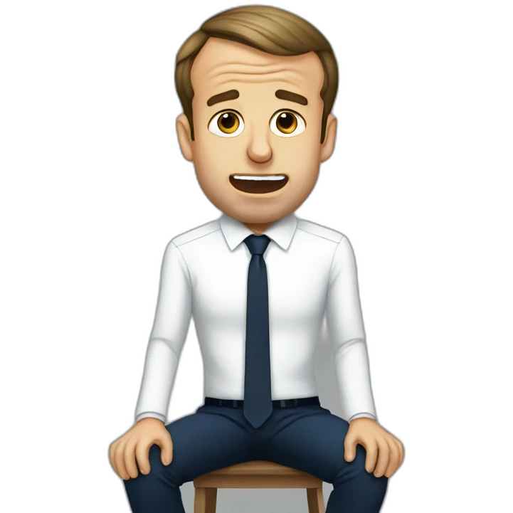 Emmanuel macron crying full body sitting emoji