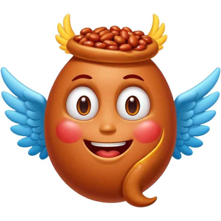 Make flying baked bean faces with wings  emoji