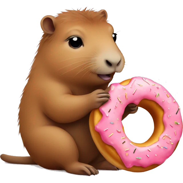 Baby Capybara eating a donut emoji
