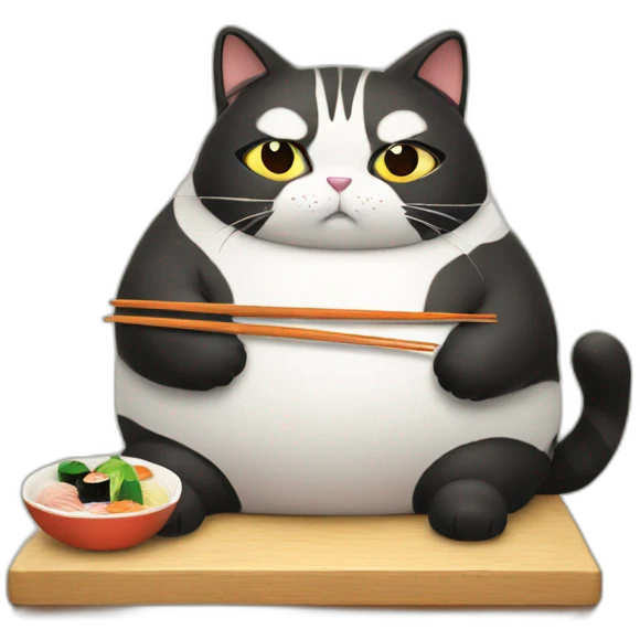 A fat cat making sushi emoji
