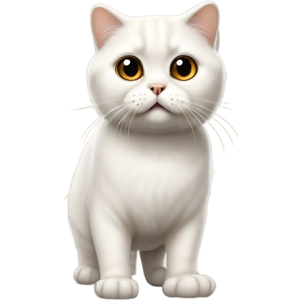 white scottish fold cat standing tall like a meerkat emoji