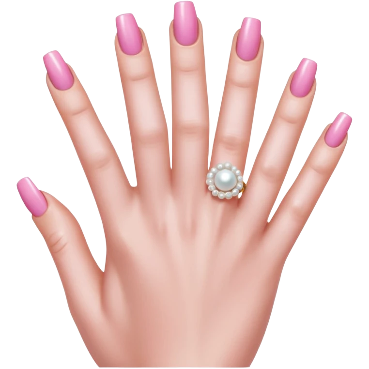 acrylic nails,  pink, pretty pearl ring on hand emoji