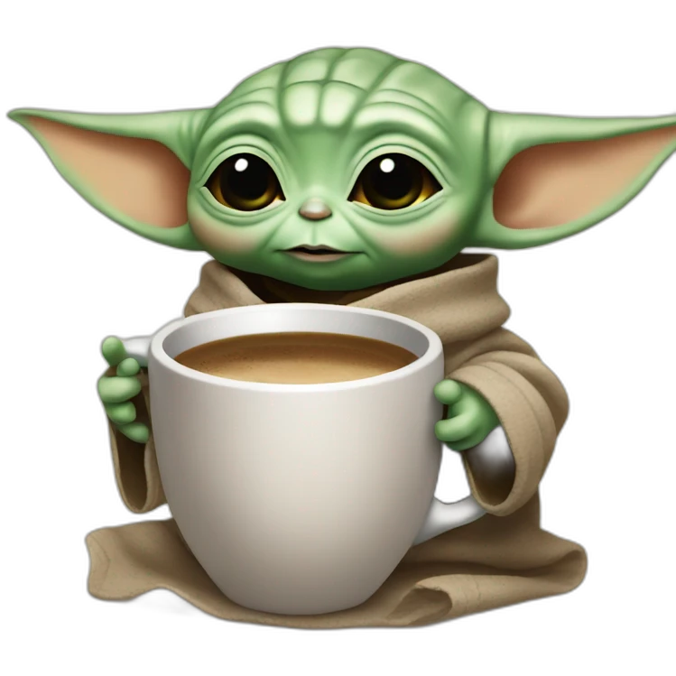 Baby yoda drinking coffee emoji