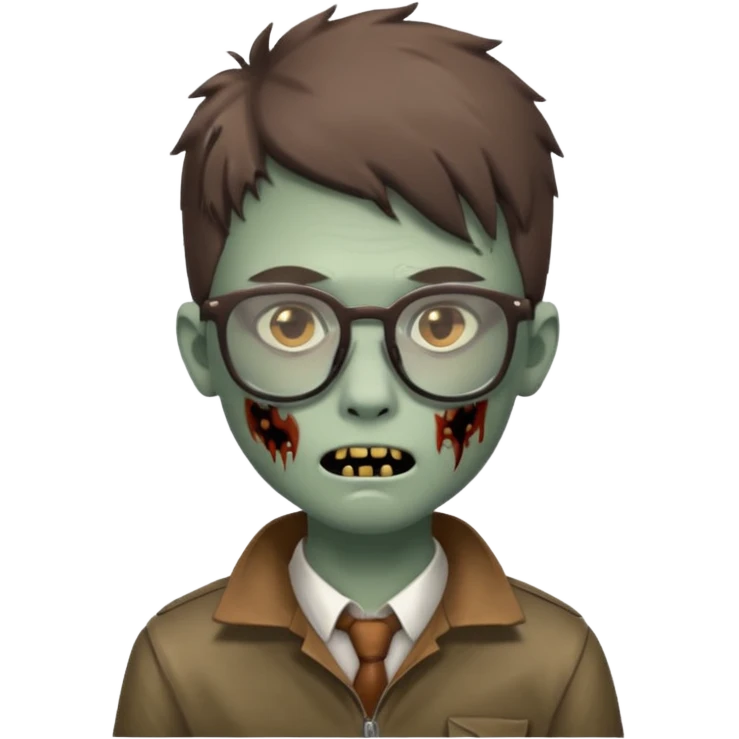 boy zombie with a brown wolf cut and glasses emoji