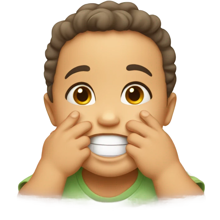 happy toddler with hands over mouth emoji